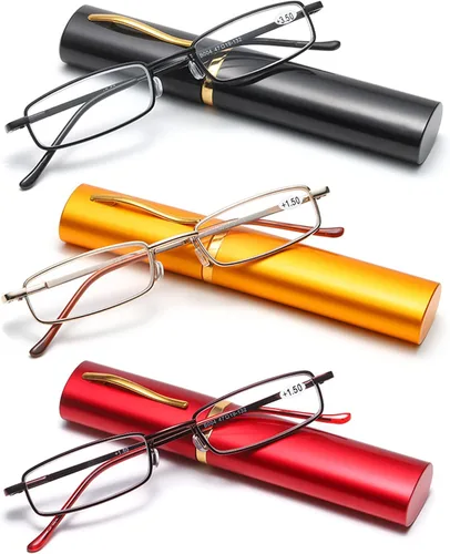 Miniatura 2 de Lentes de lectura delgados para bolígrafo, lectores de bolsillo delgados con estuche de clip para bolígrafo, mini lectores ligeros con luz azul