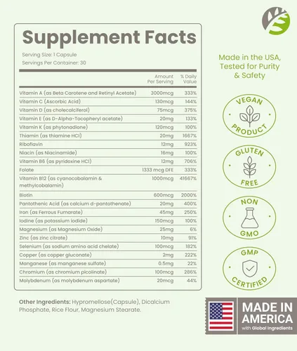 Miniatura 2 de BariSlim Cápsula multivitamínica bariátrica Once Daily - 45 mg de hierro - Vitamina bariátrica y suplemento para cirugía post bariátrica incluyendo