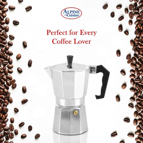 Miniatura 8 de Alpine Cuisine Cafetera de café expreso para estufa, 12.5 onzas, 9 tazas de expreso, olla moka para cafetera clásica italiana y cubana, olla moka