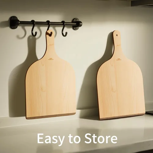 Miniatura 5 de G.a HOMEFAVOR Paquete de 2 cáscaras de madera para pizza, paleta de pizza de 12 pulgadas con mango de madera, espátula de pizza para hornear