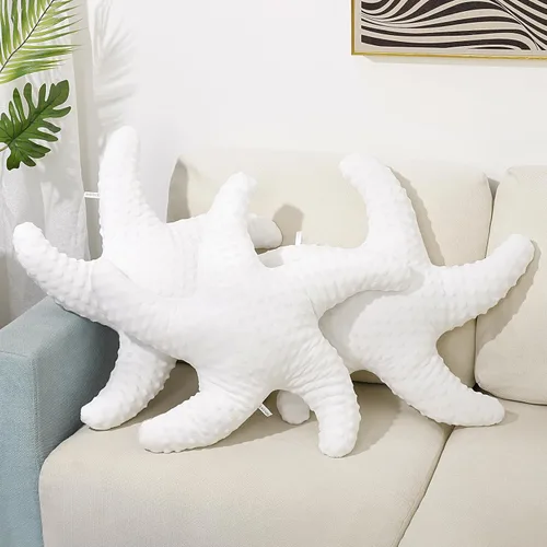 Miniatura 10 de Almohada de estrella de pescadillo de Marble Empire para sofá y cama, almohada de decoración costera, almohada de acento de tema de playa de océano