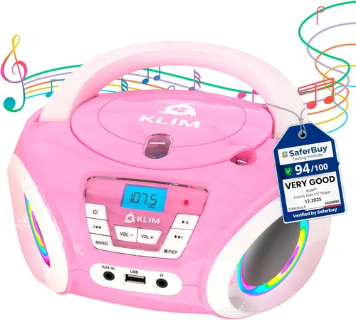 Miniatura 7 de KLIM Candy Kids - Reproductor de CD para niños, radio FM, incluye baterías, Boombox portátil, reproductor de CD para niños, con altavoces, niños Azul