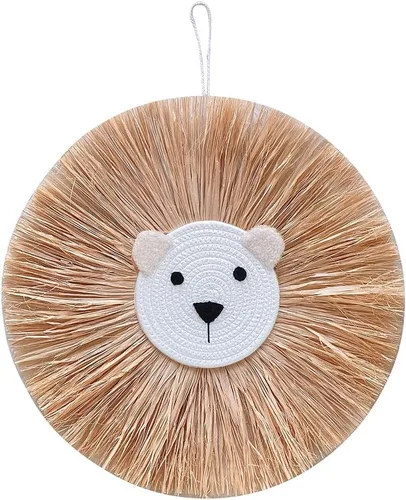 Miniatura 17 de Tapiz para colgar en la pared con cabeza de animal, tejido a mano para colgar en la pared, decoración de pared de dibujos animados, león, tigre, H