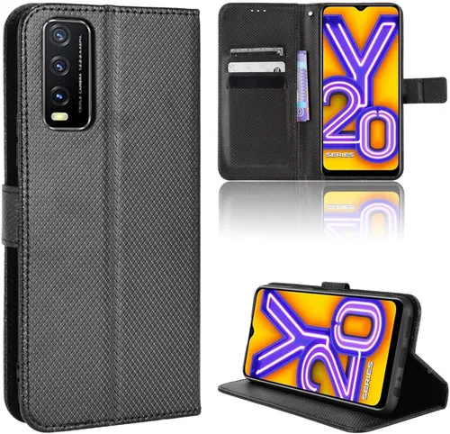 Funda de piel sintética con tapa para Vivo Y20S, para Vivo Y20A, V2052, V2034, Y20i, V2027, Y20, 2021, V2043, Y20, 2020, V2029, Y11S, color negro