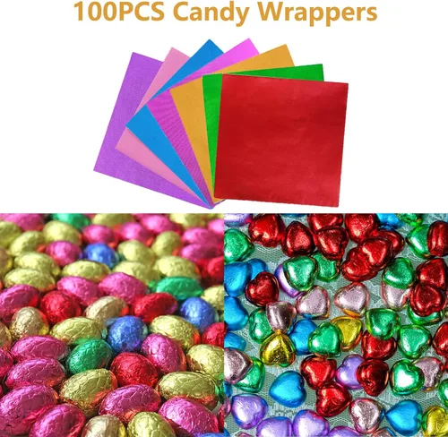 Miniatura 4 de 100 envoltorios de papel de aluminio para dulces, 4 x 4 pulgadas, cuadrados de papel de aluminio para dulces, chocolate, pasteles (dorado)
