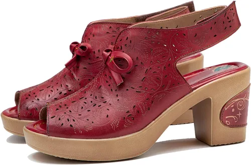 Sandalias de piel de cordero hechas a mano para primavera y verano, sandalias de tacón alto cómodas con flores de contraste 3D con bloqueo de color