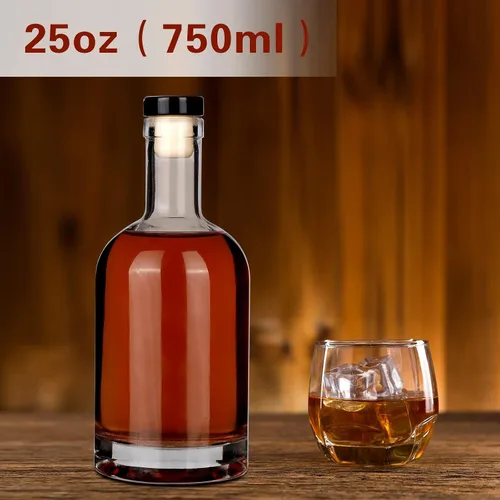 Miniatura 2 de Botella de Vino 3PCS 750 ML Botellas de Vidrio con Tapas 25 oz Botellas de Vidrio Transparente con Corcho Botella de Vino Vacía con Tapón