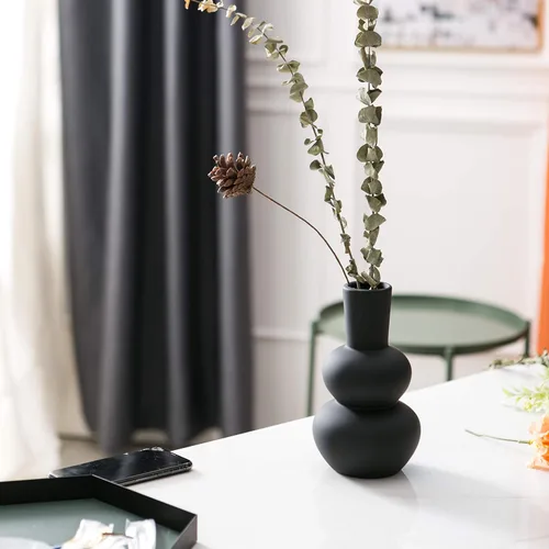 Miniatura 8 de Jarrón de cerámica negra, jarrones modernos para hierba de las pampas, jarrones de arcilla mate para decoración de boda, para mesa, sala de estar