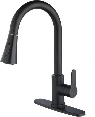 Miniatura 9 de Grifo de cocina de una sola manija de acero inoxidable de níquel cepillado, moderno grifo de fregadero de cocina de arco alto, grifo de fregadero