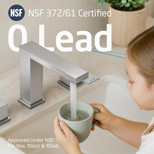 Miniatura 5 de KES Grifo de Lavabo de Baño de 8 Pulgadas Extendido Grifo de Baño de 3 Orificios Grifo de Tocador Manguera de Suministro Incluida SUS304 Acero