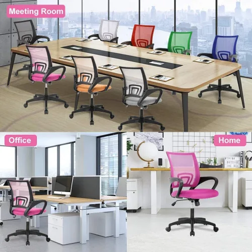 Miniatura 7 de Silla de oficina con soporte lumbar, silla de escritorio para computadora con asiento ancho, reposabrazos ergonómico, altura ajustable, silla
