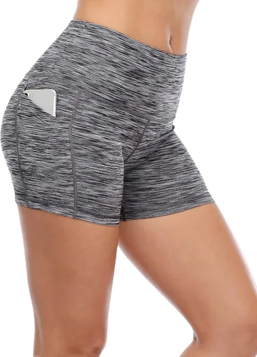 Miniatura 5 de CADMUS Pantalones cortos deportivos de tiro alto para mujer, para yoga, acondicionamiento físico y correr, con bolsillos profundos