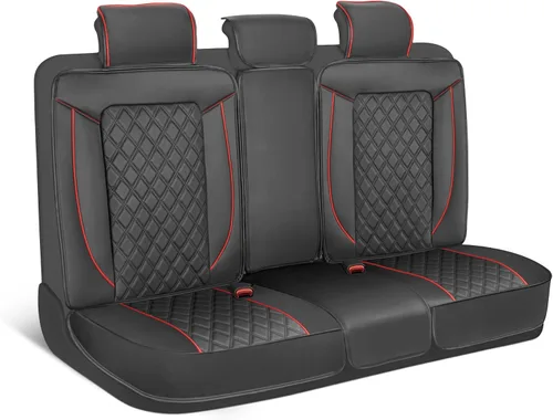 Miniatura 30 de MotorBox Haven Series - Fundas de asiento de piel de napa, para automóviles, edición Lux, fundas de asiento delantero con costuras de diamante