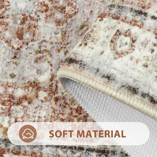 Miniatura 2 de Uphome Tapete de baño color naranja, estilo bohemio y envejecido, tapete de baño pequeño de terciopelo súper acogedor, antideslizante, lavable a