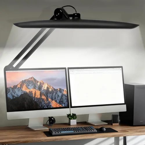 Lámpara de escritorio LED de 20 pulgadas con abrazadera, luz de uñas ajustable CCT de 24 W regulable para escritorio, 120 LED de brazo giratorio de
