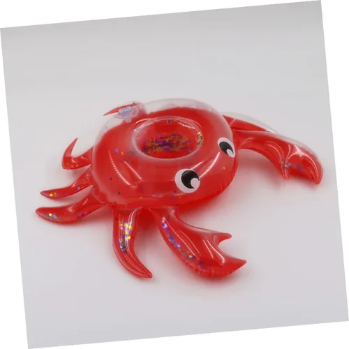 Miniatura 6 de 5 unidades inflables de cangrejo flotadores divertidos para bebidas de piscina, lindos dibujos animados para niños y niñas, fácil de inflar