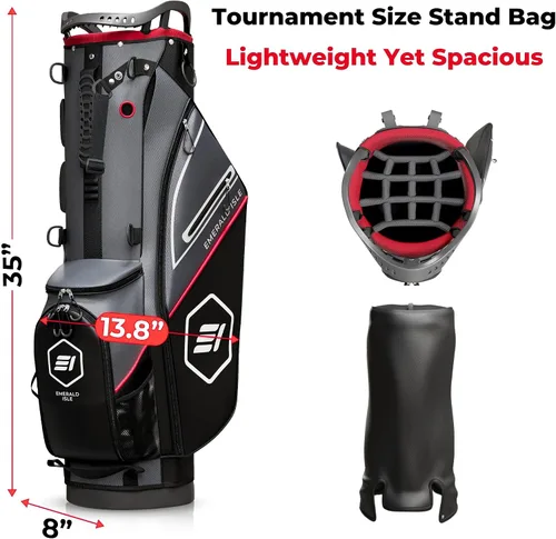 Miniatura 7 de Emerald Isle Bolsa de Golf de Pie con Divisor de Longitud Completa de 14 Vías, Bolsa de Transporte Resistente con Capucha para Lluvia, Múltiples