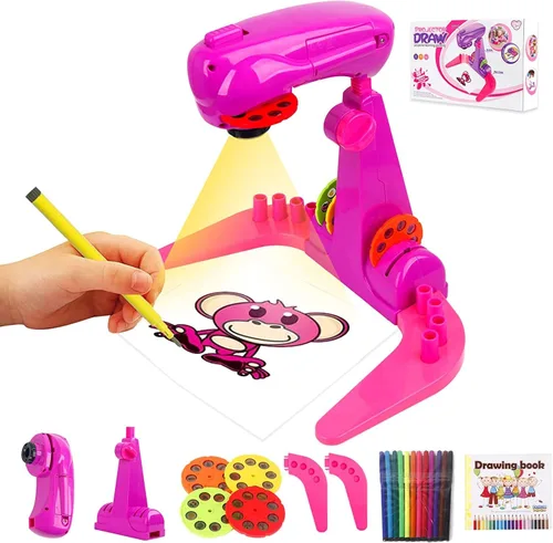 LEERFEI Proyector de Dibujo para Niños Juguetes, Proyector Inteligente de Bocetos de Arte para Niños, con 32 Patrones de Dibujos Animados