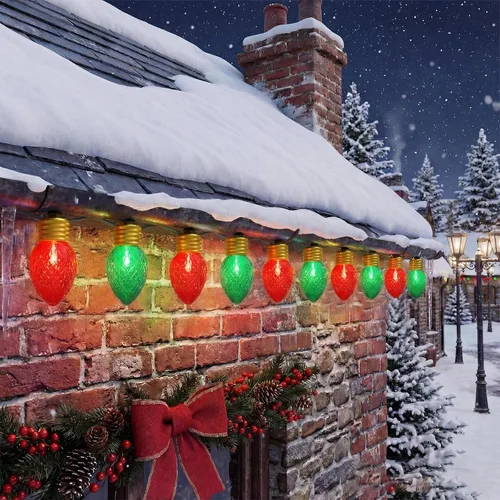 Miniatura 12 de Luces de Navidad Jumbo Rojas y Blancas de 16 Pies para Exteriores, Cadena de Bombillas LED Gigantes de Navidad para Árbol, Porche, Patio y Valla