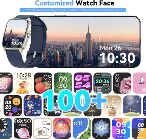Miniatura 5 de DAVIKO Reloj podómetro para hombres y mujeres, Android y iPhone, pantalla de retina de 1.85 pulgadas con respuesta/hacer llamadas, reloj inteligente