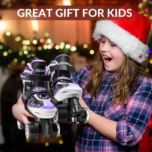 Miniatura 5 de Patines de ruedas para niñas y niños de 4 a 12 años, patines ajustables para niños pequeños de 4 tamaños, ruedas iluminadas para principiantes