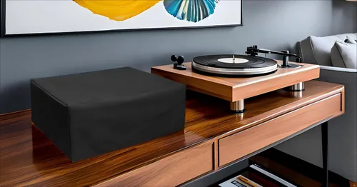 Miniatura 6 de Cubierta antipolvo para tocadiscos (paquete de 2), cubierta para tocadiscos, adecuada para la mayoría de los modelos de tocadiscos Negro