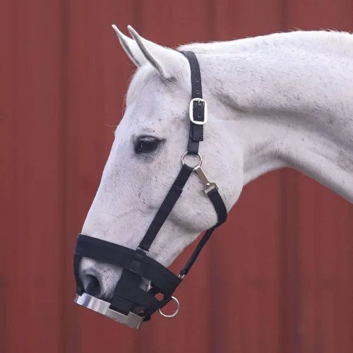 Miniatura 2 de Dura-Tech Breathe Rite - Bozal de pastoreo con cabestro separador para caballos, tamaño mazorca, ayuda para controlar el peso del caballo, mejora
