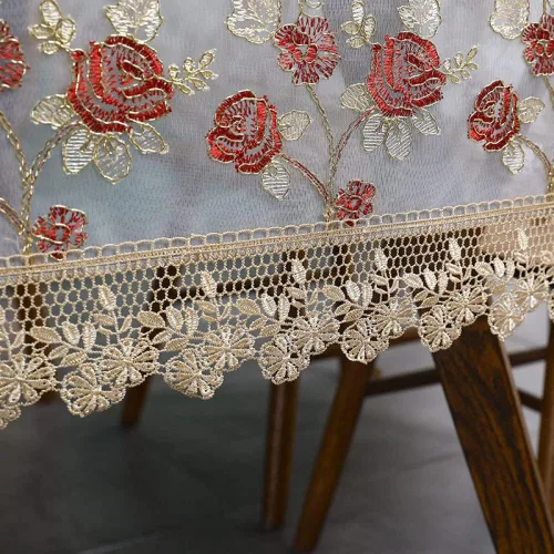 Miniatura 3 de IsolaY Mantel de encaje bordado para el hogar, boda, banquete, fiesta, manteles, muebles, mantel para el hogar, café, rectangular, 59.1 x 118.1 in