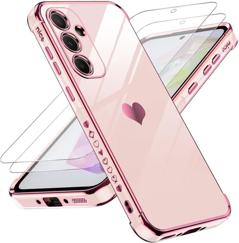 Miniatura 27 de LeYi for Moto G 5G 2025 Case: with Tempered Glass Screen Protector [2 Pcs]+ Full Camera Lens Protection,Love Heart Plating Cute Luxury Soft TPU