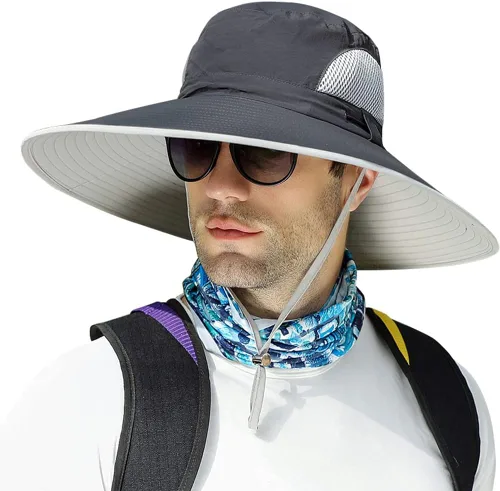 Miniatura 12 de 【Gran tamaño XXL y ala ancha】 Sombreros de sol para hombre, UPF50+resistente al agua: sombrero de pesca Boonie para senderismo, safari, playa, jardín
