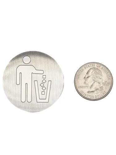 Miniatura 3 de Logotipo de basura, emblema, medallón, cocina, oficina, parte delantera del gabinete, 1.5 pulgadas, acero inoxidable, latón, negro mate, cantidad 1