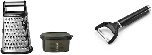 Miniatura 11 de KitchenAid Gourmet - Rallador de caja de acero inoxidable de 4 lados con contenedor de almacenamiento desmontable, 10 pulgadas de alto, negro