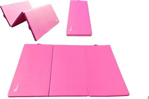 Alfombrilla de ejercicio plegable de 6 x 4 pies, triple pliegue, 2 pulgadas de grosor, 2 asas de transporte para yoga, aeróbicos, artes marciales