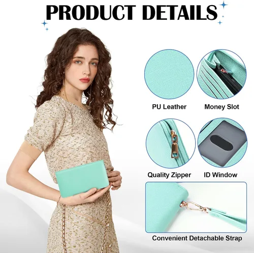 Miniatura 96 de Chelmon - Monedero para mujer de cuero genuino con bloqueo de señal RFID, para tarjetas de crédito