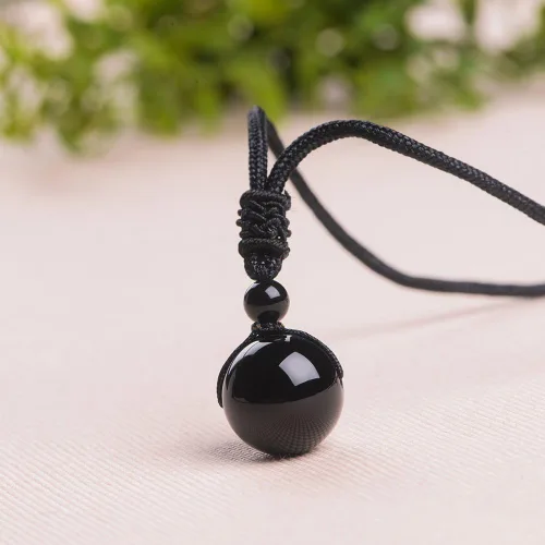 Miniatura 9 de iSTONE Collar unisex con dije de cuentas redondas auténticas, cadena de cuerda negra de 24 pulgadas para hombres y mujeres