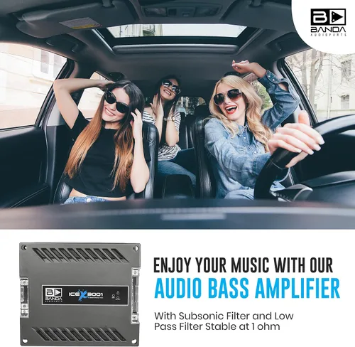 Miniatura 5 de Banda Ice X 3001-1 Canal 3000 Watts RMS 1 Ohm Amplificador para Coche