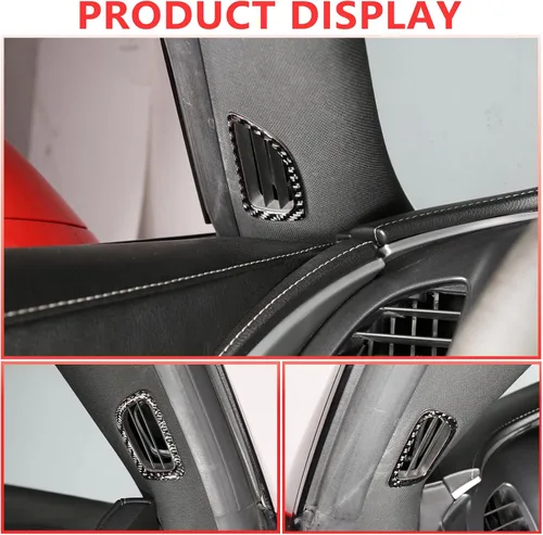 Miniatura 3 de Sekhyna Marco de salida de aire para puerta interior de un pilar compatible con Corvette C7 Stingray 2014-2019 fibra de carbono suave, 2 piezas