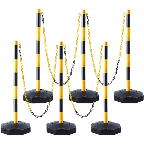 Miniatura 11 de VEVOR Conos de Poste Delineador de Tráfico Ajustables, Paquete de 4, Barrera Delineadora de Seguridad de Tráfico con Base Rellenable Cadena de 8