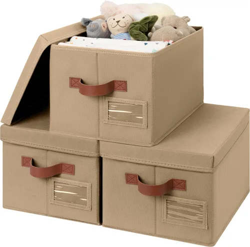 Miniatura 10 de GRANNY SAYS Cajas de tela con tapas, contenedores de almacenamiento con asas, contenedores de estante para organizar, cajas de almacenamiento extra