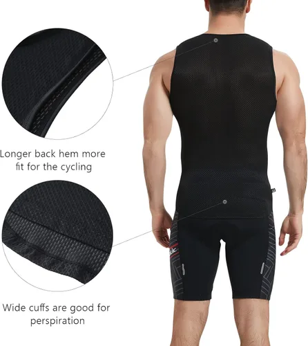 Miniatura 3 de Santic Ciclismo capa base para hombre Ciclismo Tank Top sin mangas Ciclismo Jersey Undershirt Chaleco de secado rápido estrella