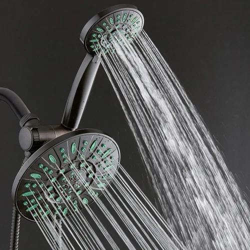 Miniatura 4 de AquaDance Combo de ducha de lluvia antimicrobiano/antiobstrucción de alta presión de 30 ajustes, protección de boquilla Microban contra el Jets