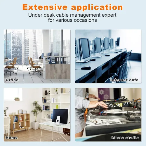 Miniatura 7 de Under Desk Cable Management- 1 Pack Cord Organizer. Metal Wire Cable Management Tray for Office, Studio and Home. Super Sturdy Under Table Cable