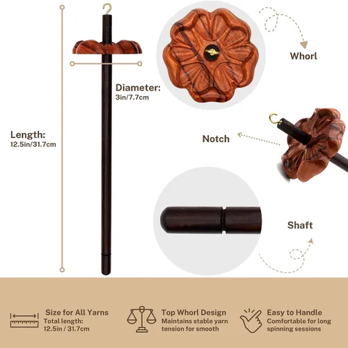 Miniatura 2 de DICHA Kit de husillo de caída de 3 pulgadas, husillos de madera verticales altos y bajos con tutorial, ruedas giratorias de tejido