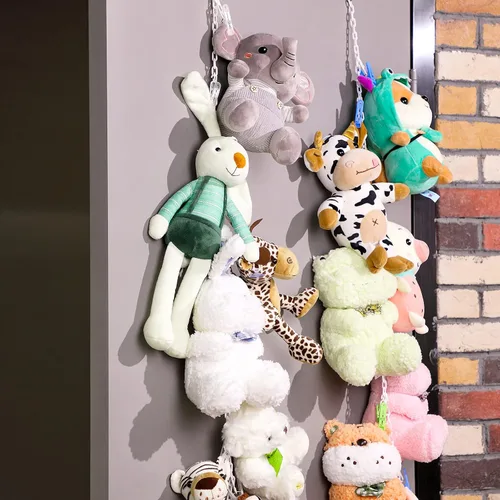 Miniatura 4 de Hotop 2 unidades de cadena de almacenamiento de animales de peluche colgantes con 40 clips de plástico de 79 pulgadas con ganchos para colgar