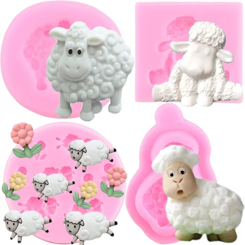 Miniatura 11 de ZiXiang Molde de silicona de animales de vaca, oveja, moldes de fondant, lindo cerdo, pollo, poni, caramelo, molde para decoración de pasteles