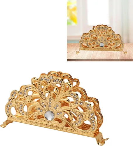 Miniatura 5 de Servilletero de metal dorado, dispensador de pañuelos, organizador de servilletas de mesa para cocina, restaurante, cena, fiesta, decoración de mesa