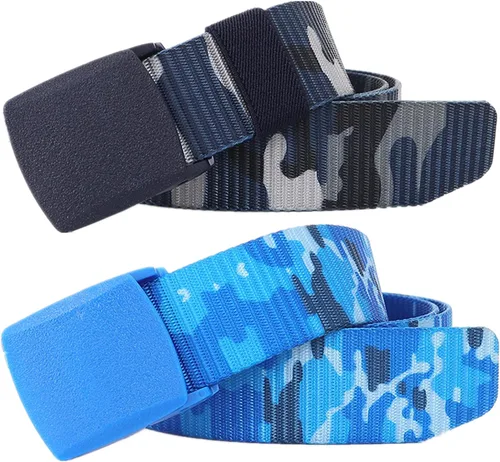 Miniatura 17 de Cinturones para hombre, cinturón táctico militar de nailon camuflaje con hebilla de plástico ajustable, paquete de 2 Camuflaje de la selva