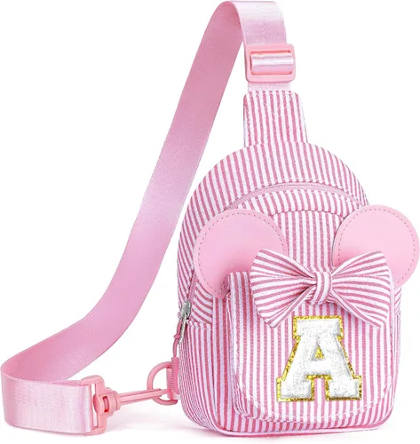 Bolsos bandolera para niñas y niños - Regalos para niños Bolso cruzado pequeño con iniciales para niñas, regalos de cumpleaños