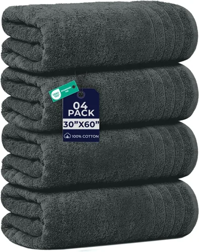 Miniatura 10 de DAN RIVER Paquete de 2 sábanas de baño de 35x70 pulgadas, sábanas de baño jumbo acanaladas para adultos, toallas grandes gruesas y absorbentes