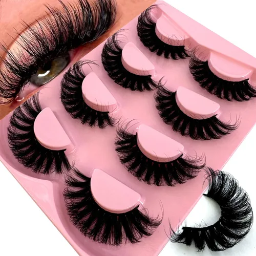 Miniatura 7 de 4/7 pares de pestañas postizas de pelo en 3D cruzadas, finas, suaves, extensiones de pestañas hechas a mano para maquillaje de ojos, MDR-5